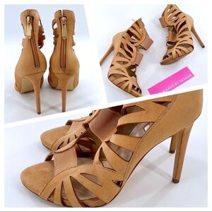 GUESS HEELS STILETTOS BOOTIES open toe back zip size 9.5 M